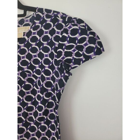 Michael Michael Kors 100% Linen Top 2 Womens Black Purple Cap Sleeve Key Hole - Picture 3 of 8